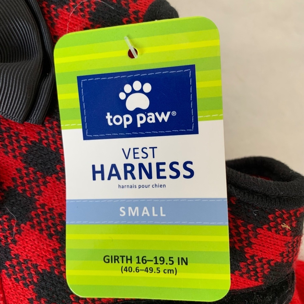 Top Paw Red And Black Plaid Dress Velcro Vest Harness With Bow Size Small (895) - Picture 2 of 9